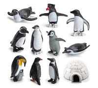 11Pcs Mini Penguins Toys Set, Realistic Lifelike Ice House Toy, Plastic Animal Figure Playset, Lifelike Miniature Penguins Figurines Model for Kids Children Artic Figurines