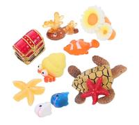 11Pcs Miniature Beach Decoration Cute Resin Dollhouse Accessories for DIY Fairy Garden Ocean Micro Landscape Ornament for Fish Tank Cupcake Toppers