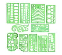11Pcs Multifunctional Geometry Stencil Set Clear Measuring Templates for Drawing Building Engineering School and Office Measurement Templates