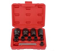 11PCS Nut and Bolt Extractor Socket Set with Spiral 6 Point Design and Drive Adapters Compatible with 3/8 and 1/2 inch for Impact Drivers and Ratchets