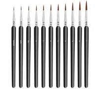 11pcs Paint Brush Set, Small Paint Brushes for Fine Detailing & Acrylic Painting, Detailing Brushes for Watercolour, Oil, Miniatures, Models, Nail Art & Wargaming Figures, Black