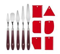 11Pcs Palette Knife Set, Oil Painting Mixing Scraper, 5Pcs Pallet Knife Painting Tools with 6 Plastic Scraper, Stainless Steel Paint-ing Paint Knives Spatula Set for Art Craft Paint-ing