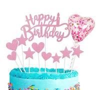 11pcs Pink Happy Birthday Cake Toppers,Personalised Cake Topper for Girl,Boy,Kids,Women,Men,Birthday Cake Decorations Glitter Cupcake Toppers Cake Toppers Kit for All Ages BirthdayParty Decoration