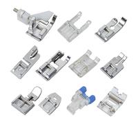 11Pcs Presser Feet, Sewing Machine Presser Foot Set Walking Foot Kit Presser Foot Feet Sewing Machine Spare Parts Includes Blind Stitch, Overcast, Hemmer, Quilting, Patchwork, Zipper