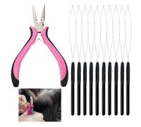 11PCS Professional Hair Extension Pliers for Removal Kit,Includes Pliers & Loop Threader,for Easy Installation/Removal,Mini Hair Extension Tools for Stylists,DIY,Hair Styling Tools (Pink & Black)