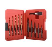 11Pcs Screw Extractor and Left Hand Drill Bits Set Included 5Pcs Screw Extractor, 5Pcs HSS Drill Bits and 1Pcs Adapter, Bolt Remover Reverse Cobalt HSS Steel Drill Bit Stripped Screw Remover for
