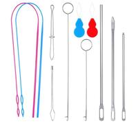 11pcs Sewing Loop Kit, Flexible Drawstring Threader Tool Long Loop Turner Hook Needle Threaders Metal Tweezers Drawstring Puller Tool for Fabric Clothes Jackets Coats Hoodies Sweatpants