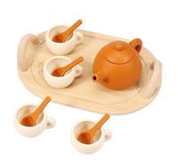 11Pcs Silicone Afternoon Tea Set for Toddler, Children Tea Party Set with Teapot, Teapot Lid, Cups, Spoons and Tray Kitchen Accessories Birthday Gifts for 3 4 5 Years Old Girls Kids Boy