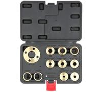 11pcs Solid Brass Router Template Bushing Guides Sets, Bush Guide Lock Nut Adapter Kit for Precision Woodworking, Fit All Porter Cable Style Router Sub Bases 5/16 to 1in, Black Molded Carrying Case