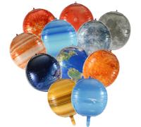 11pcs Space Foil Balloons, 22 Inch Large 4D Galaxy Aluminum Holographic Sun Earth Moon Saturn Sphere Film Metallic Mylar for Kids Birthday Party Baby Shower Decorations