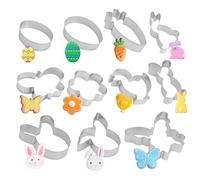 11Pcs Stainless Steel Cookie Cutters, Pastry Moulds for Holiday Baking Biscuits Cakes Pies Candy and Chocolate, Includes Rabbit Carrot Egg Chick Butterfly and Flower