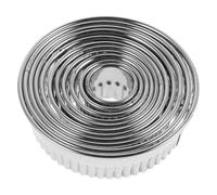 11pcs Stainless Steel Fluted Round Mousse Cake Rings Multi Size Set | Serrated Circle Edges, Silver Metal Construction, Suitable for Biscuits, Pastry, Chocolates, Pancakes, Home Kitchen