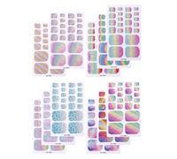 11pcs Toe Nail Stickers Art Sticker Waterproof Rainbow Glitter Wraps