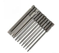 11pcs Torx Security Screwdriver Bit Set 1/4 Inch Hex Shank 100mm Extra Long Magnetic Head T5 T7 T8 T9 T15 T20 T25 T27 T30 T40 Alloy Steel
