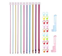11PCS Tunisian Crochet Hook Set Tunisian Afghan Knitting Hook Needle Set, Colorful Aluminum Knitting Tool, Sweater Needle Crochet Kits for Beginners,2mm-8mm(with Marking Clasp and Splitter