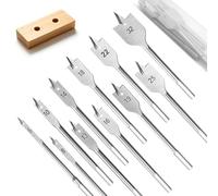 11Pcs Wood Spade Drill Bits Set Ø 6-32mm,Hex Shank Flat Wood Drill Bit Set | Complete sizes,Premium carbon steel,for woodworking drilling,Suitable for plywood,plastics,chipboard,storage box included