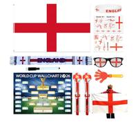 11Pcs World Cup 2026 Soccer Fan Support Kit, World Cup Merch for Fans Accessories, Flag, Scarf, Glasses, Cheering Sticks, Bracelet, Clapper & Schedule Poster, Fan Gear for Match Day & Parties (A)