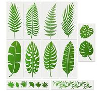 11Pieces Large Leaf Stencil 14” x 5.85”, Palm Fern Leaf Stencils for Painting on Walls Nature Tropical Plant Leaves Paint Stencils for Furniture Canvas Home Decor DIY Crafts (16” x 7”)