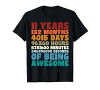 11th Birthday 11 Years Old Grow Retro 132 Months T-Shirt