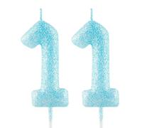 11th Birthday Candle Blue Glitter Number 11 Candles Luminous Cake Topper Decorations Happy Birthday Candle for Girls Boy Women Anniversary Celebrations Party Supplies