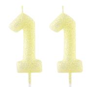 11th Birthday Candle Gold Yellow Glitter Number 11 Candles Luminous Cake Topper Decorations Happy Birthday Candle for Girls Boy Women Anniversary Celebrations Party Supplies