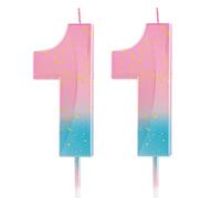 11th Birthday Candle Number 11 Candle Pink Blue Gradient Cake Topper Cupcake Decorations Happy Birthday for Girls Woman Anniversary Celebrations Sweet Party Supplies
