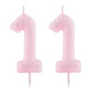 11th Birthday Candle Pink Glitter Number 11 Candles Luminous Cake Topper Decorations Happy Birthday Candle for Girls Boy Women Anniversary Celebrations Party Supplies
