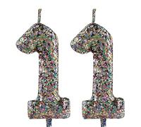 11th Birthday Candle Pretty Multicolour Glitter Number 11 Candles Cake Topper Decorations Happy Birthday Candle for Girls Boy Women Anniversary Celebrations Party Supplies