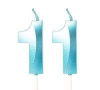 11th Birthday Candles, Blue Number 11 Happy Birthday Candles, Boys He Girl Her Cake Topper Decorations for 11 Year Old Birthday Party Wedding Anniversary Celebration Supply Blue