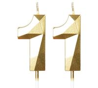 11th Birthday Candles for Cake,Gold Number 11 Candle Decorations Birthday Party,3D Design Birthday Candle for Girls Boys 11th Birthday Theme Anniversary Supplie Decorations