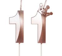 11th Birthday Candles for Cake, Number 11 Rose Gold Candles with Crown, 3D Design Birthday Cake Topper for Girl Women Pet Birthday Party Wedding Anniversary Celebration Decorations Supplies