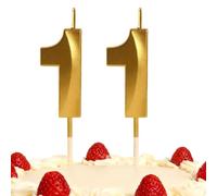 11th Birthday Candles Gold Number 11 Happy Birthday Candles Cake Topper Decorations for Children Birthday Party for 3D Designed Wedding Anniversary Party Wedding Anniversary Celebration Supply