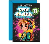 11th Birthday Card boys - Epic Gamer boy - Happy Birthday Card for 11 Year Old boy Kids, A5 Eleven Eleventh Bday Video Game Gaming Greeting Cards