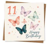 11th Birthday Card for Girl, Sweet Butterfly Design