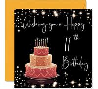 11th Birthday Card for Girls Boys - Stylish Elegant - Happy Birthday Cards for 11 Year Old Girl Son Daughter Brother Sister Grandson Friend, 145mm Bday Greeting Cards Gift