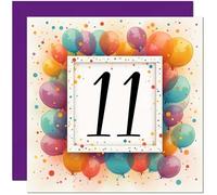 11th Birthday Card for Men Women - Any Age - Balloon Birthday Card for 11 Year old Son Girls Granddaughter Daughter Kids eleven, eleventh Niece Sister cousin