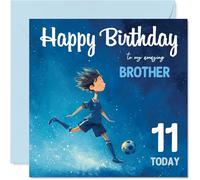 11th Birthday Cards for Boys - Football Boy - Happy Birthday Card for 3 Year Old Boy Brother Sibling, 145mm Bday Greeting Cards
