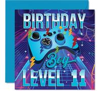 11th Birthday Cards for Boys - Gamer Level - Happy Birthday Card for 11 Year Old Boy Cousin Grandson Nephew Step Son, 145mm Bday Greeting Cards