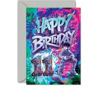 11th Birthday Cards for Boys Girls - Epic Gamer - Happy Birthday Card for 11 Year Old Boy Girl Granddaughter Brother Sister Nephew, 5x7 Inch Bday Greeting Cards