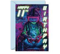 11th Birthday Cards for Boys Girls - Video Game Gamer - Happy 11 Birthday Card for Son Daughter Nephew Niece Grandson, A5 Eleven Eleventh Bday Greeting Cards