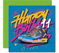 11th Birthday Cards for Boys Girls - Cool Sneaker Graffiti Street Art - Happy Birthday Card for 11 Year Old Boy Girl Granddaughter Brother Sister Nephew, 145mm Bday Greeting Cards