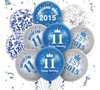 11th Birthday Decorations Balloons Boy - 40 Pcs Navy Blue Silver Awesome Since 2015 11 Happy Birthday Balloon Set for Boys 11 Years Old Party Decor Supplies