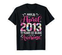 11th Birthday Floral Gift for Girls Born in April 2013 T-Shirt