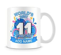 11th Birthday Gift for Boys - Personalised Mug/Cup - Add Name - Worlds Best Design - Blue