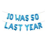 11th Birthday Multicolor 10 WAS SO LAST YEAR Balloon Banner - Happy 11th Birthday Party Decorations, Supplies and Favors - 11th Wedding Anniversary Decorations (10 WAS SO LAST YEAR Blue)