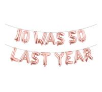 11th Birthday Multicolor 10 WAS SO LAST YEAR Balloon Banner - Happy 11th Birthday Party Decorations, Supplies and Favors - 11th Wedding Anniversary Decorations (10 WAS SO LAST YEAR Rose Gold)