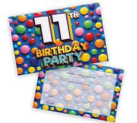 11th Birthday Party Invitations Kids - Candy Sweets Chocolate 20 Pack - Childrens Birthday Invitations for Boys/Girls A6 Bday Party Invites Invitation Cards with Folding Envelopes