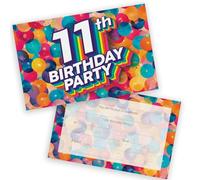 11th Birthday Party Invitations Kids - Rainbow Balloons 28 Pack - Childrens Birthday Invitations for Boys/Girls A6 Bday Party Invites Invitation Cards with Folding Envelopes