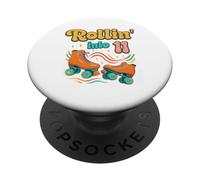 11th birthday Roller Skates Rollin Into 11 years old groovy PopSockets Adhesive PopGrip