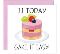 11th Cute Birthday Card for women girls Cake it easy Birthday Card for 11 Year old Girls Granddaughter Daughter Kids eleven, eleventh Niece Sister cousin